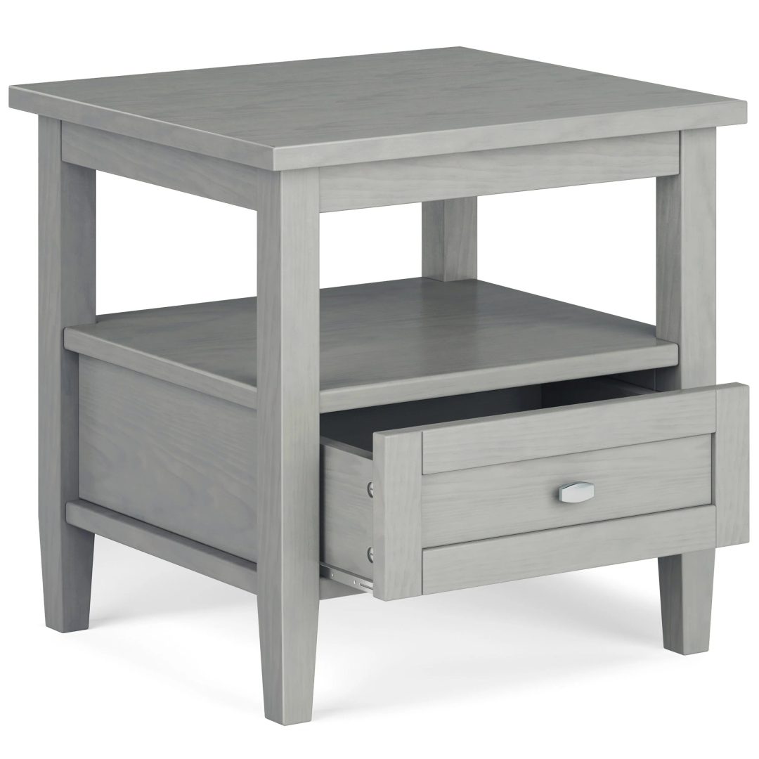 ZenVora 20 Inch Wide Solid Wood Rectangle End Table, Transitional Side Table