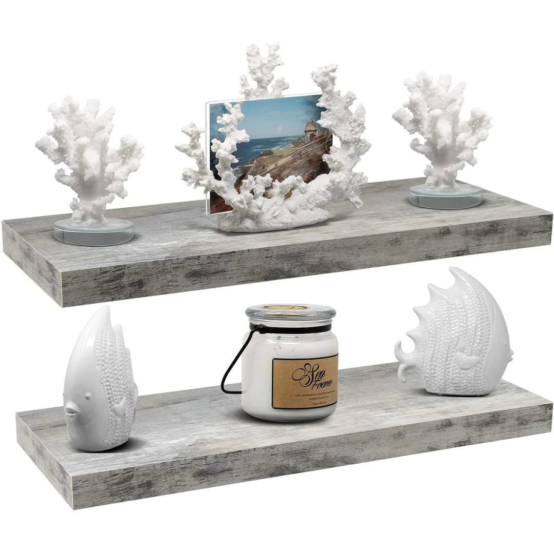 ZenVora 24 Inch Extra Long Floating Wall Shelf, Wall Mounted Display and Storage Shelf for Home Decor