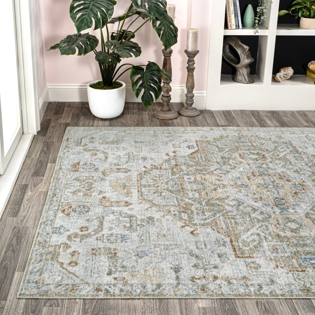 ZenVora Bohemian Medallion Low-Pile Machine-Washable Area Rug, Cream and Terra