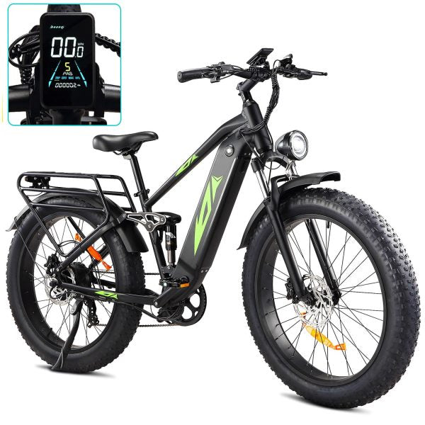 ZenVora 1000W Electric Bike for Adults, 48V 17.5Ah Battery, 26-Inch Fat Tires, Full Suspension, 7-Speed, 28 MPH, Up to 60 Miles, UL Certified
