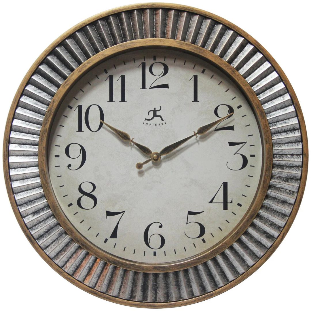 ZenVora 16 Inch Rustic Industrial Wall Clock, Decorative Round Clock for Home