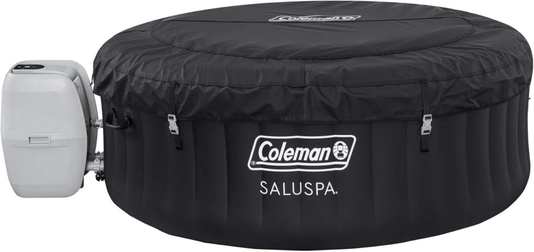 ZenVora 2-4 Person Inflatable Hot Tub, Portable Round Outdoor Spa with 120 Soothing Air Jets and Insulated Cover, Black