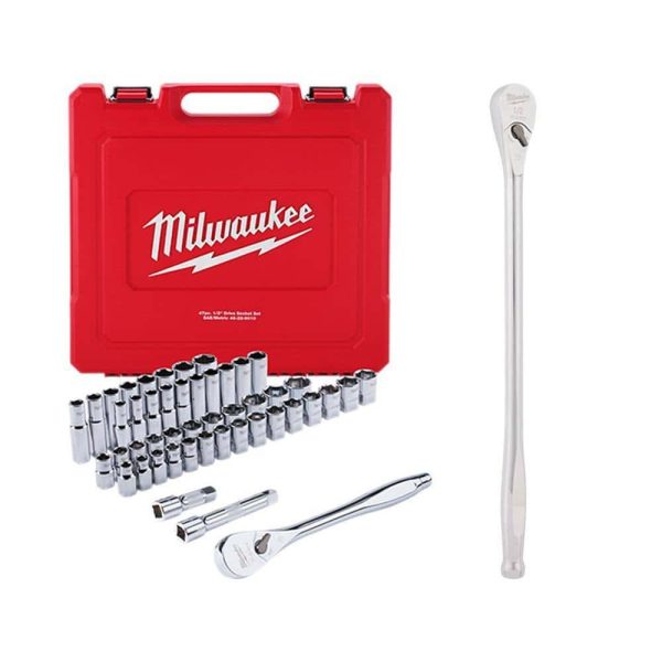 ZenVora 1/2 in. Drive SAE/Metric Ratchet and Socket Mechanics Tool Set with 1/2 in. Drive 18 in. Extended Ratchet (48-Piece)