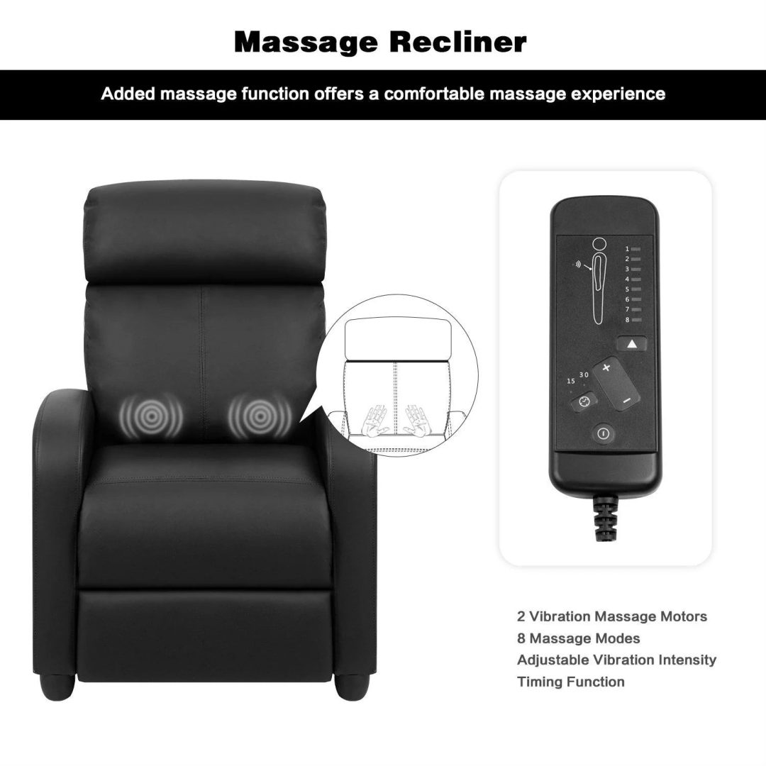 ZenVora Massage Recliner Chair, PU Faux Leather Home Theater Recliner with Padded Seat