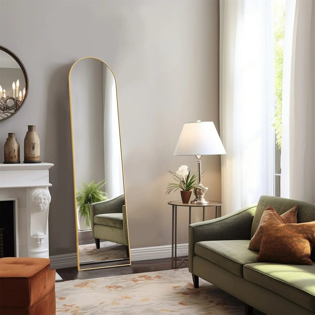 ZenVora Full Length Mirror with Stand, Aluminum Alloy Frame Full Body Floor Mirror for Bedroom and Cloakroom