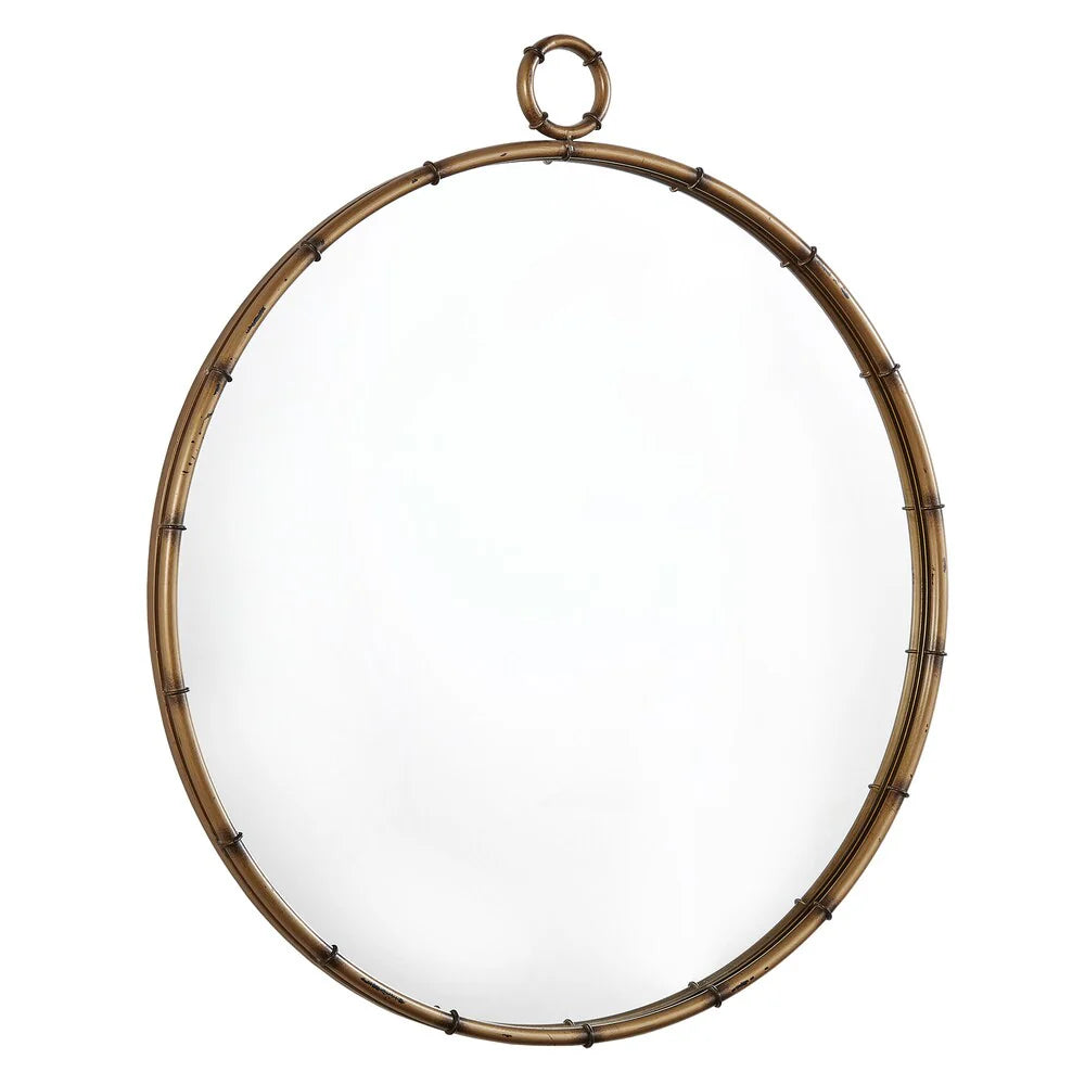 ZenVora Antique Brass Finish Round Wall Mirror, Decorative Accent Mirror for Living Room, Bedroom and Entryway