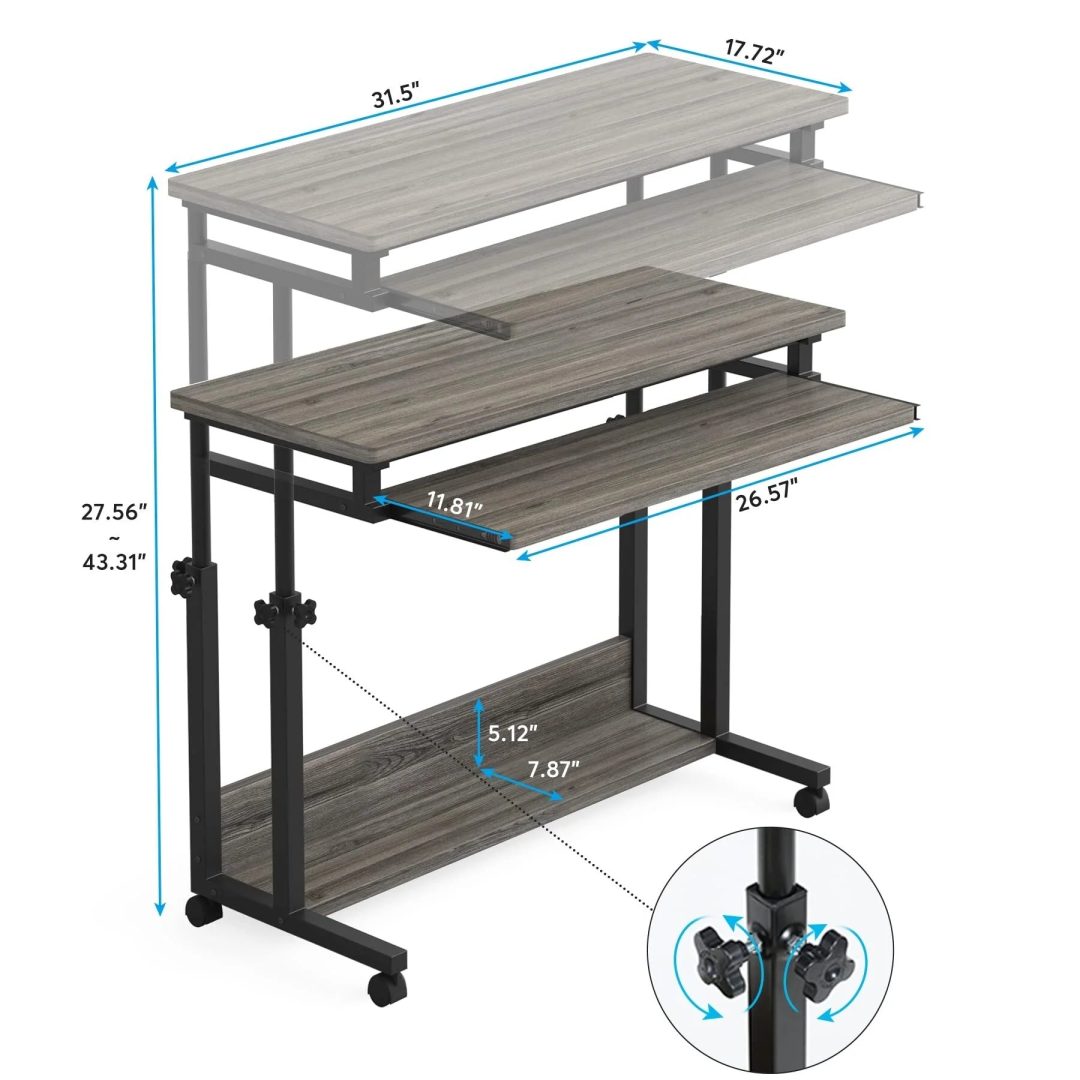 ZenVora Height Adjustable Laptop Desk, Portable Sofa and Bed Table for Work and Study