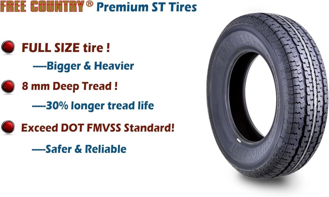 ZenVora Set of 4 ST205/75R15 10-Ply Load Range E Steel-Belted Radial Trailer Tires with Scuff Guard