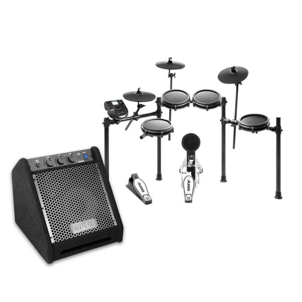 ZenVora Electronic Drum Set with Mesh Pads, Dual-Zone Snare, 3 Cymbals, Drum Module & 25W Amplifier Kit
