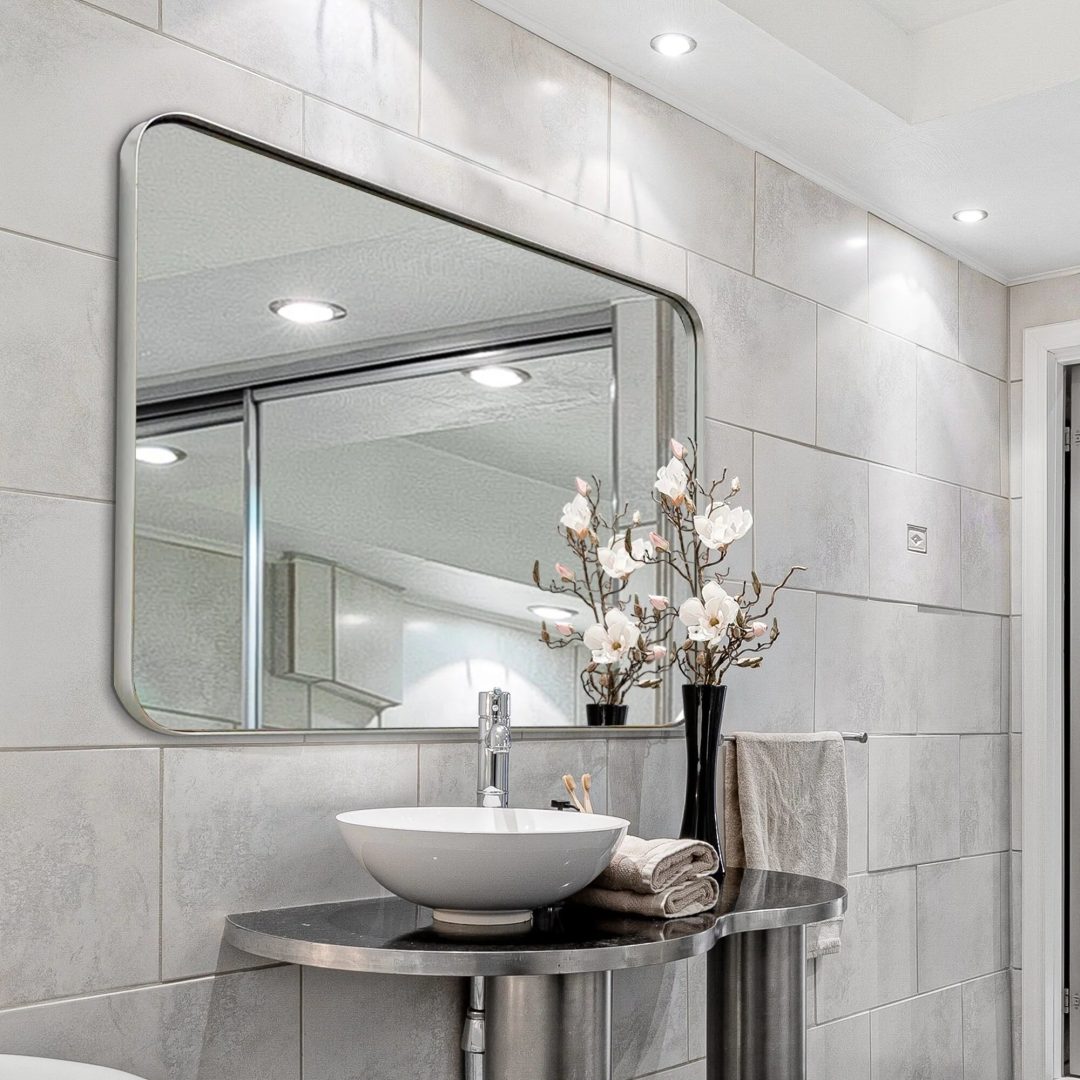 ZenVora Wall Mirror Vanity Mirror, Bathroom Mirror with Rounded Corners, 1 Piece