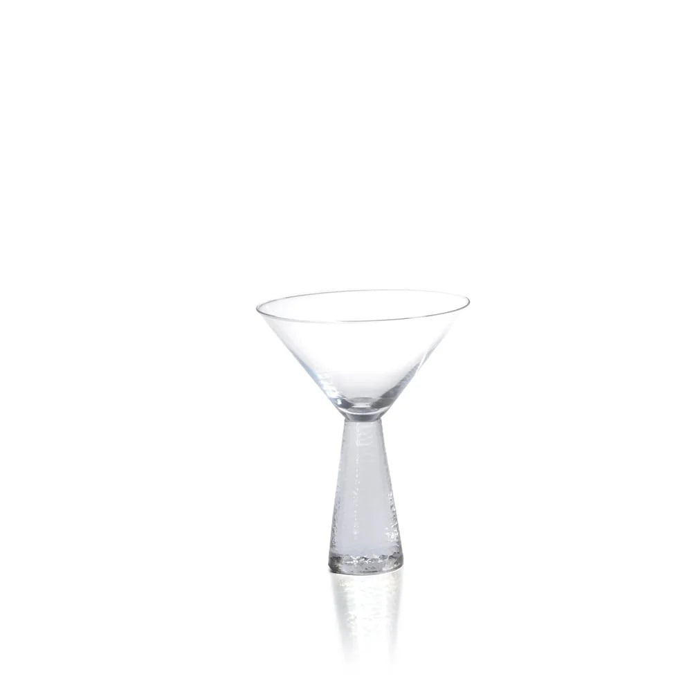ZenVora 6.25" Tall Martini Glasses with Hammered Stem, Set of 4 Elegant Cocktail Glasses