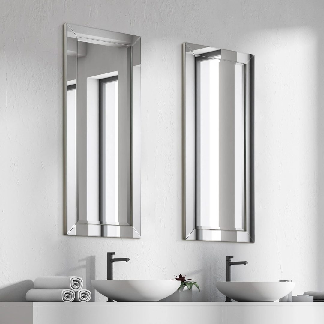 ZenVora Beveled Rectangular Clear HD Wall Mirror, Bathroom Vanity and Bedroom Mirror, 3 Sizes