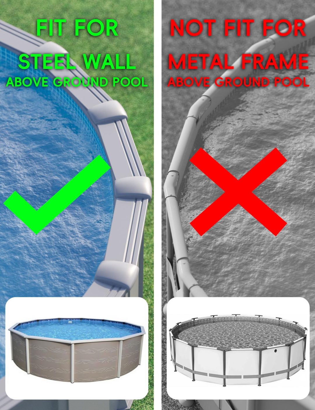 ZenVora Solar Pool Lights for Steel Wall Above Ground Pools, Solar Powered LED Swimming Pool Lighting