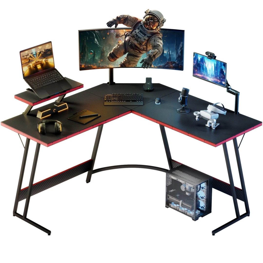 ZenVora L-Shaped Gaming Desk, Computer Corner Desk and Office Writing Desk for Home