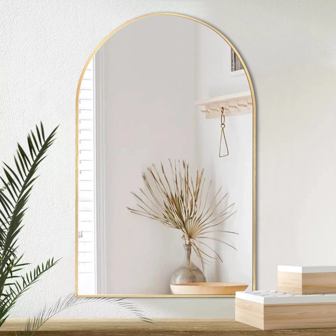 ZenVora Modern Arch Aluminum Bathroom Wall Mirror, Wall Mounted Vanity Mirror for Bathroom, Bedroom and Home Decor