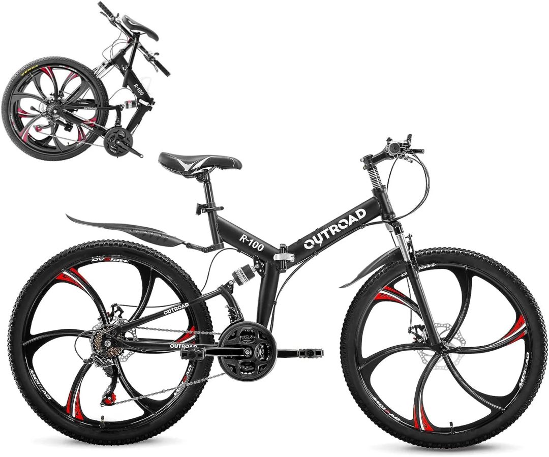 ZenVora 26-Inch Folding Mountain Bike for Adults, 21-Speed, Dual Suspension