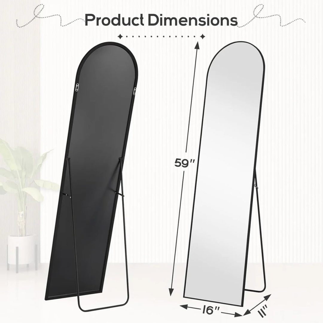 ZenVora Full Length Mirror with Stand, Aluminum Alloy Frame Full Body Floor Mirror for Bedroom and Cloakroom