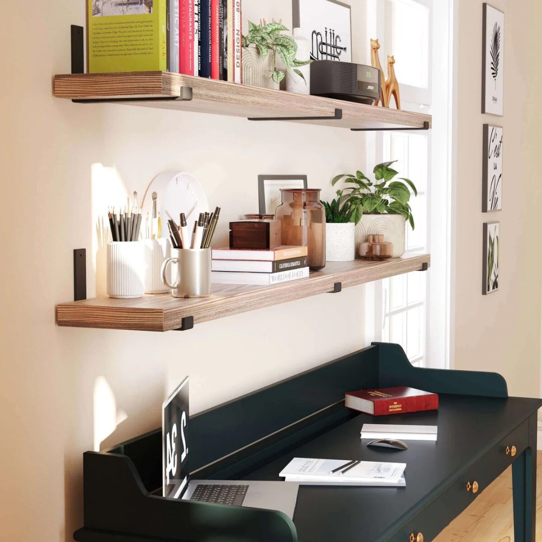 ZenVora 72 Inch Floating Wood Wall Shelves, Set of 2 Burnt Wood Display and Storage Shelves for Home Decor