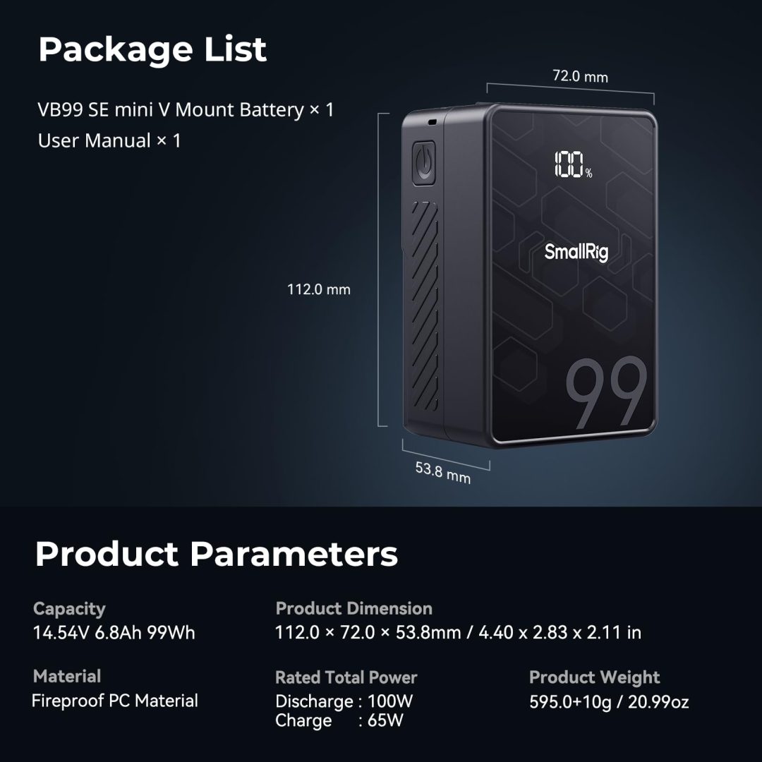 ZenVora 99Wh 6800mAh V Mount Battery, Rechargeable Professional Camera Battery for Video and Photography