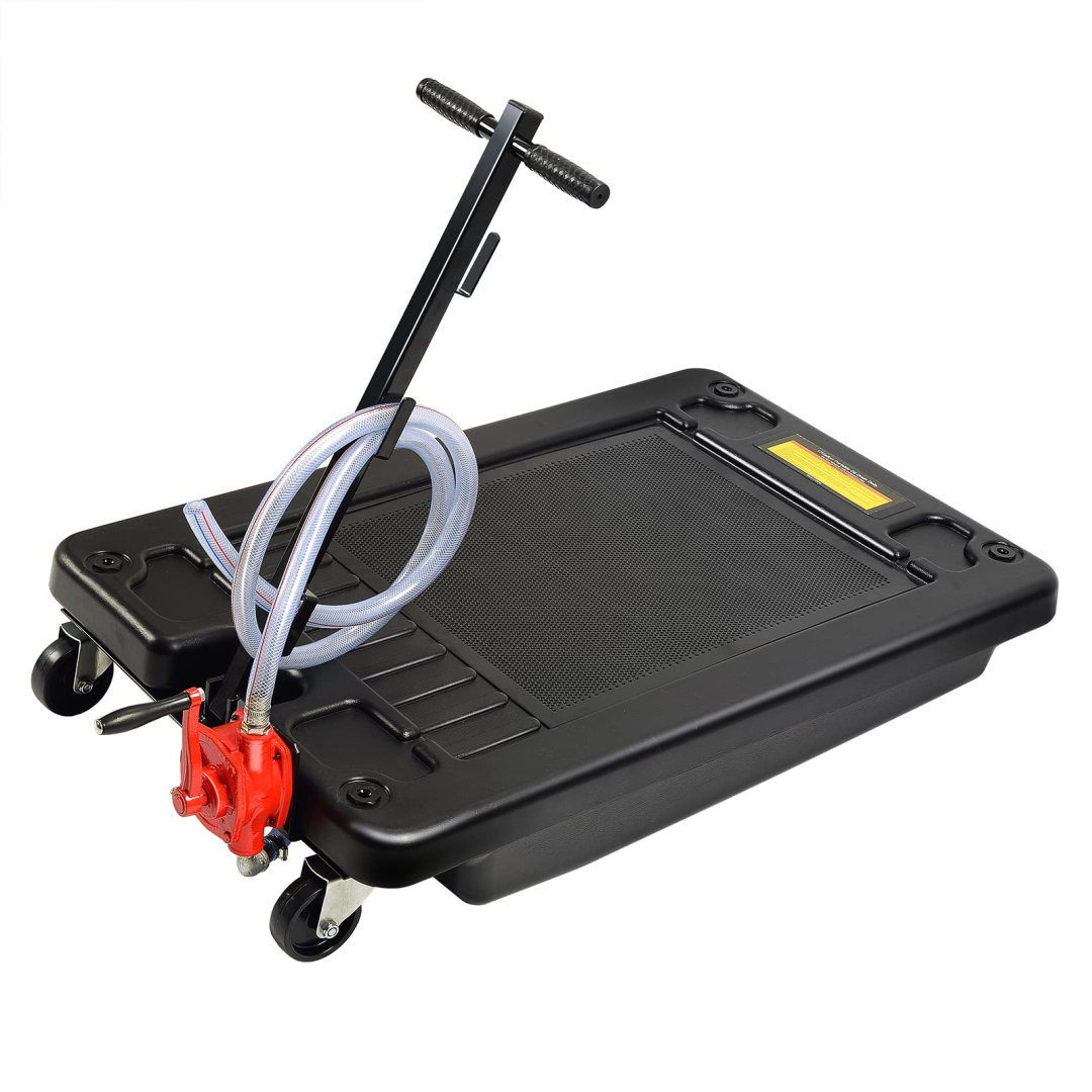 ZenVora 17 Gallon Portable Oil Drain Pan – Low Profile with Pump & 8ft Hose