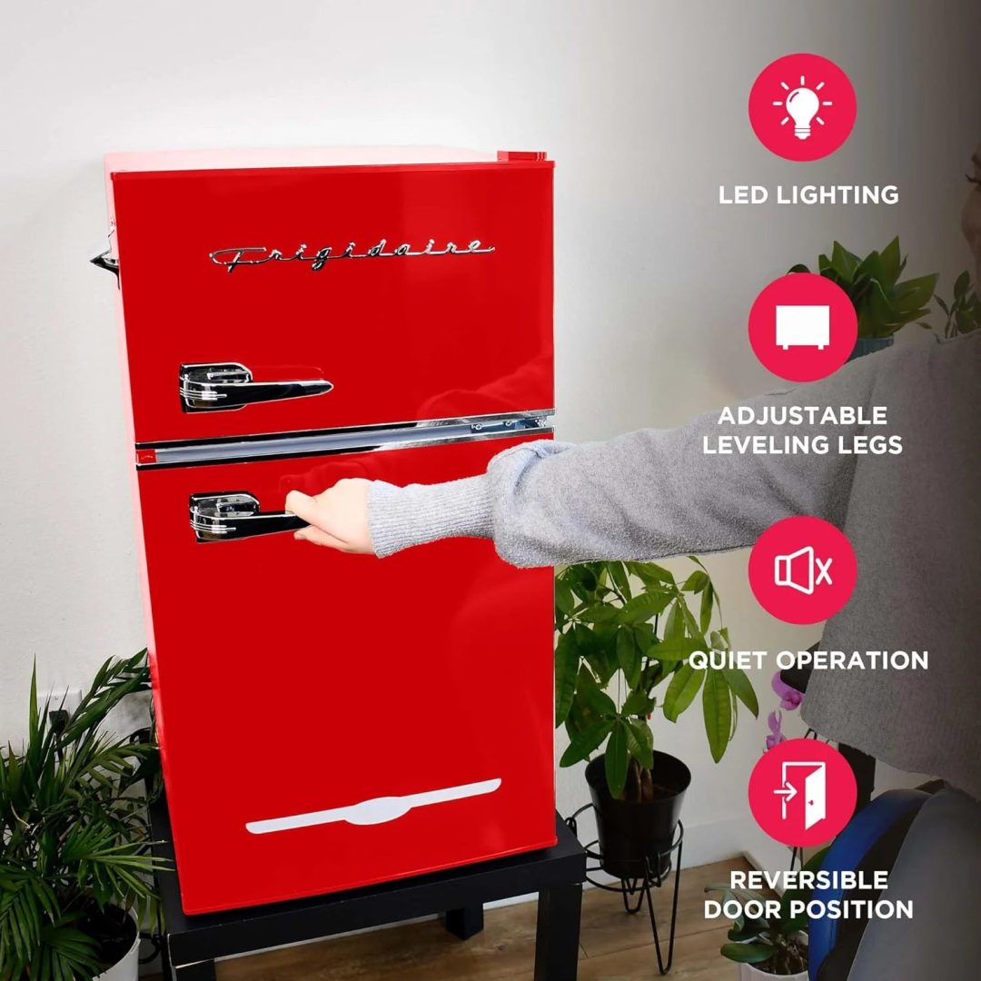 ZenVora Retro 3.2 Cu Ft Mini Fridge with Freezer – 2-Door Compact Refrigerator with Side Bottle Opener
