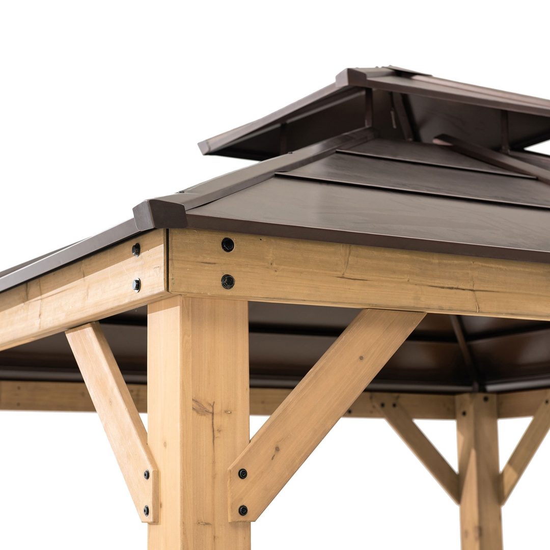 ZenVora 10 x 10 ft. Cedar-Framed Gazebo with Steel 2-Tier Hip Roof Hardtop