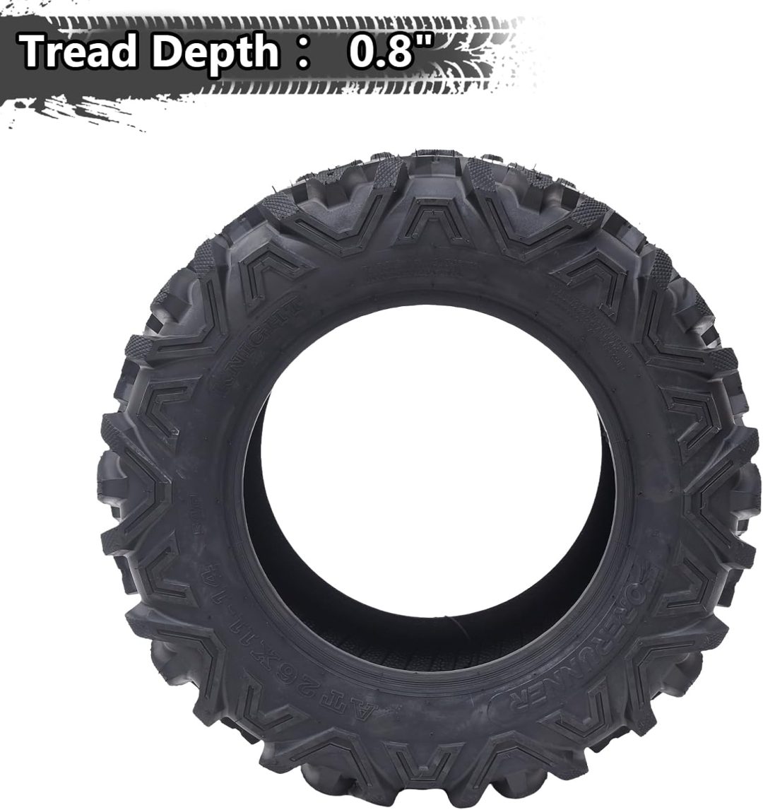 ZenVora Set of 2 26x12-12 6PR All-Terrain ATV/UTV Off-Road Tires, Black