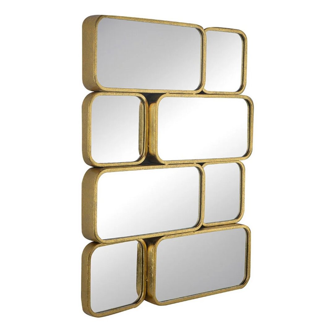 ZenVora 32 Inch Luxury Wall Decor Mirror, 8 Gold Finish Curved Metal Frames