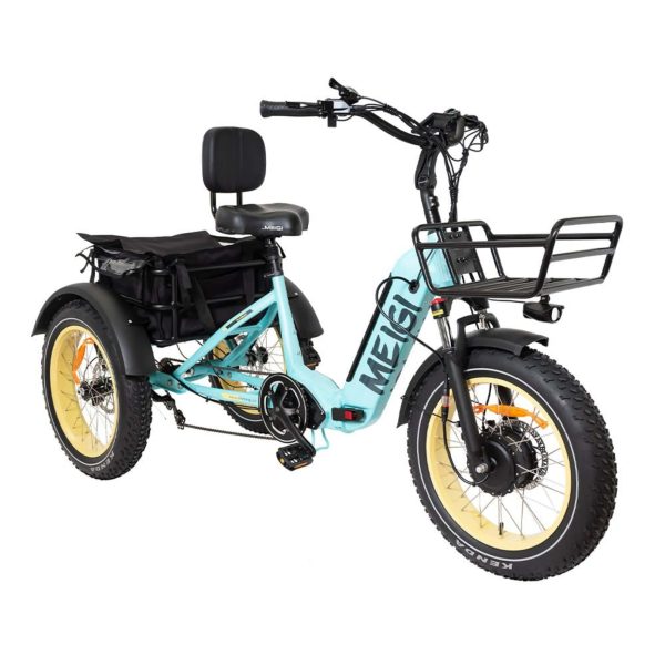 ZenVora 750W Foldable Electric Trike - 48V 14Ah Fat Tire 3 Wheel E-Bike with Baskets
