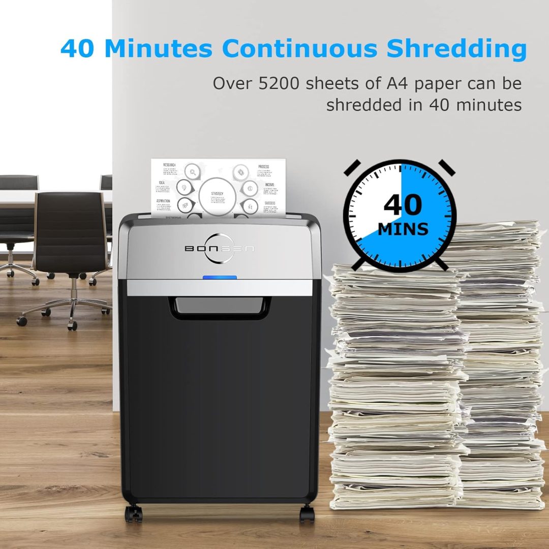 24-Sheet Cross-Cut Paper Shredder, 40-Min Continuous Run Time, 9-Gallon Basket, P-4 Security