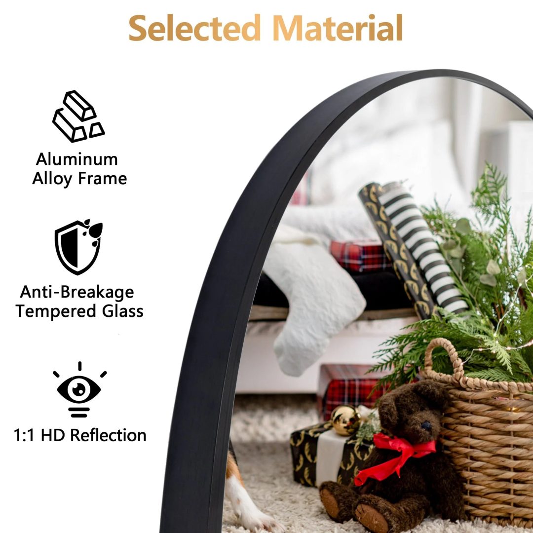 ZenVora 64x21 Full Length Floor Mirror, Large Full Body Aluminum Alloy Frame Standing Mirror with Stand and Wall Mount Option