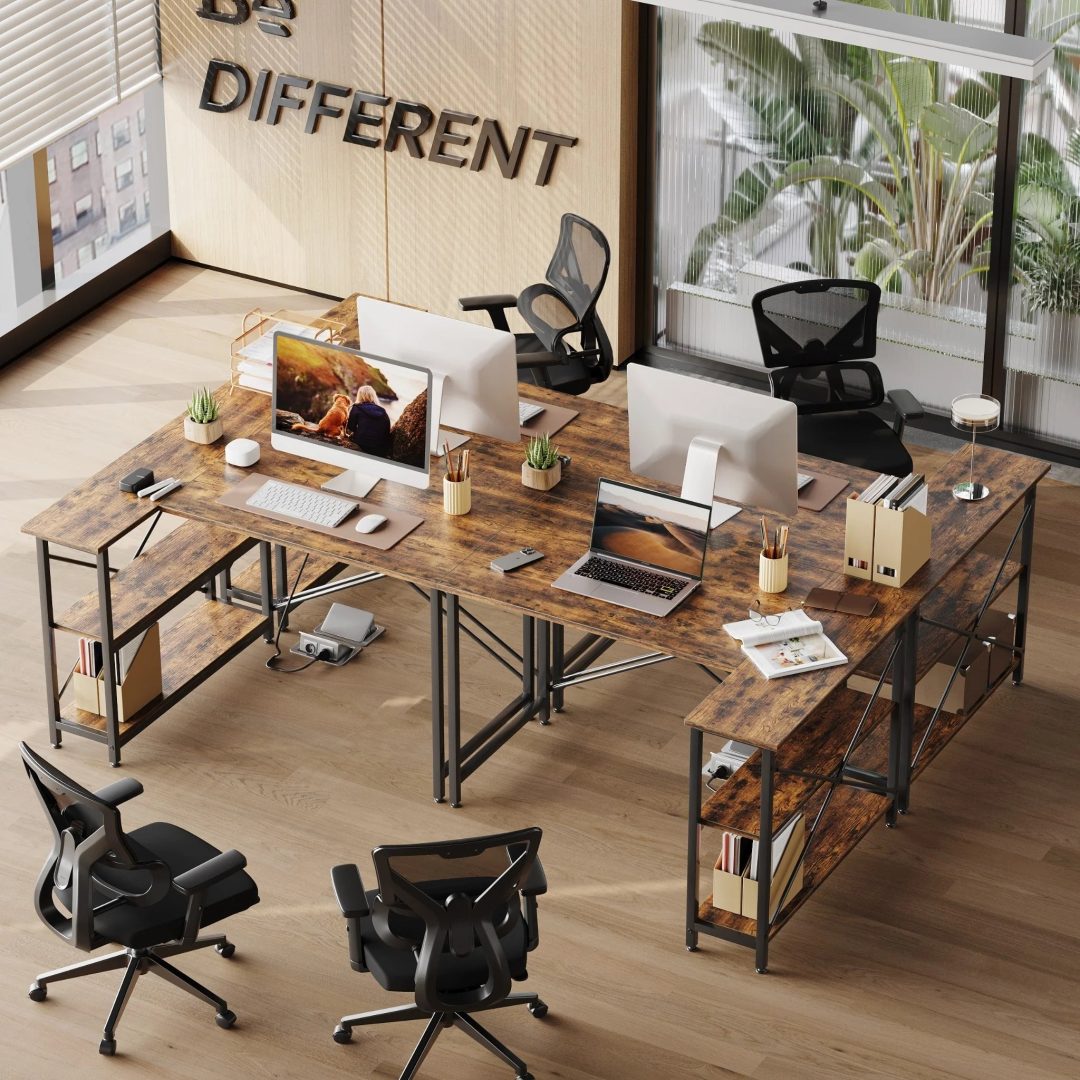 ZenVora Small L Shaped Computer Desk with Storage Shelves, Compact Corner Workstation for Home Office and Study
