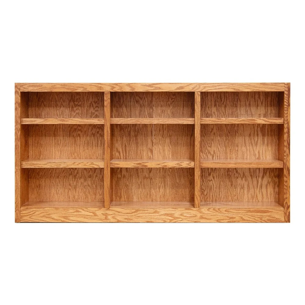 ZenVora Triple Wide Wood Bookcase, 9 Shelf 36 Inch Tall Bookshelf for Home, Office and Display Storage