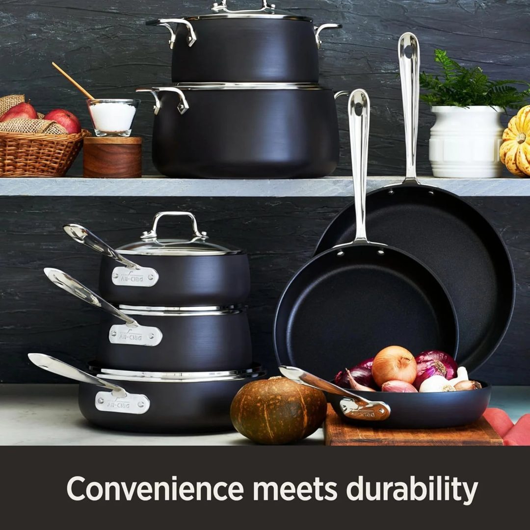 ZenVora 2 Piece Hard Anodized Nonstick Fry Pan Set, Durable Aluminum Skillet Cookware Set for Kitchen Cooking