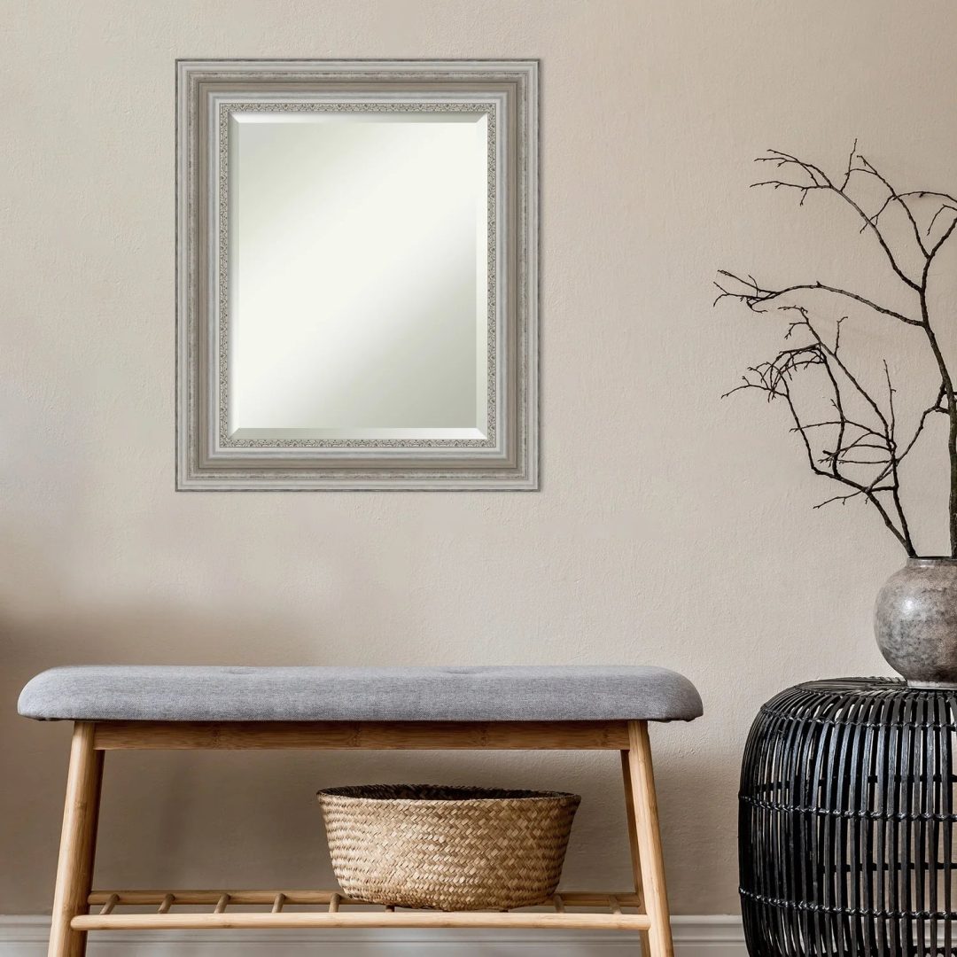 ZenVora Beveled Bathroom Wall Mirror, Silver Frame Decorative Vanity Mirror for Bathroom, Bedroom and Entryway