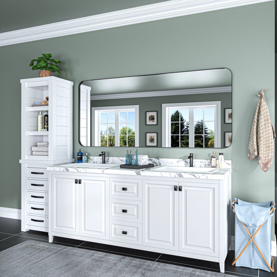 Aluminum Alloy Rounded Corner Vanity Mirror, Modern Wall Mounted Mirror for Bathroom, Bedroom and Home Decor