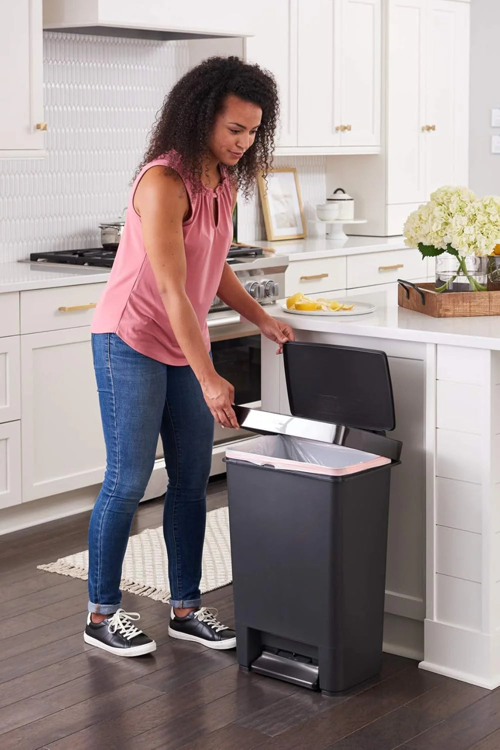 ZenVora 13 Gallon Step-On Trash Can for Home and Kitchen, Hands-Free Garbage Bin