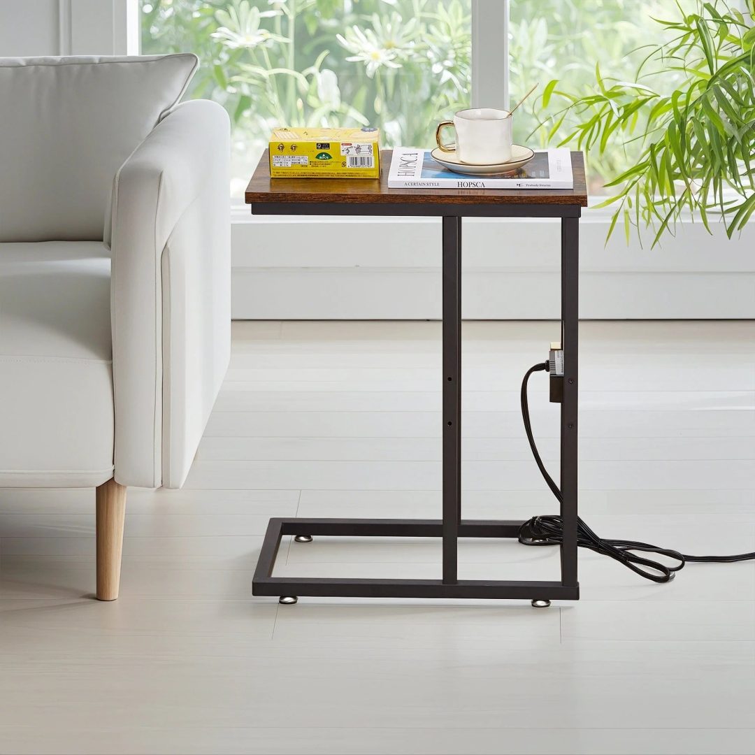 ZenVora Set of 2 C-Shaped Sofa Side Tables, Small End Tables for Living Room, Bedside and TV Tray