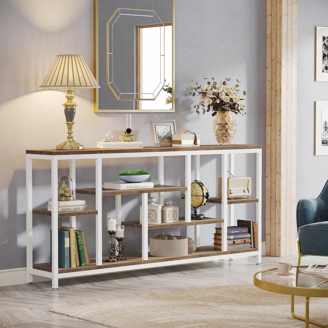 ZenVora 70.9 Inch Console Sofa Table with Storage, 3-Tier Entryway Table for Hallway