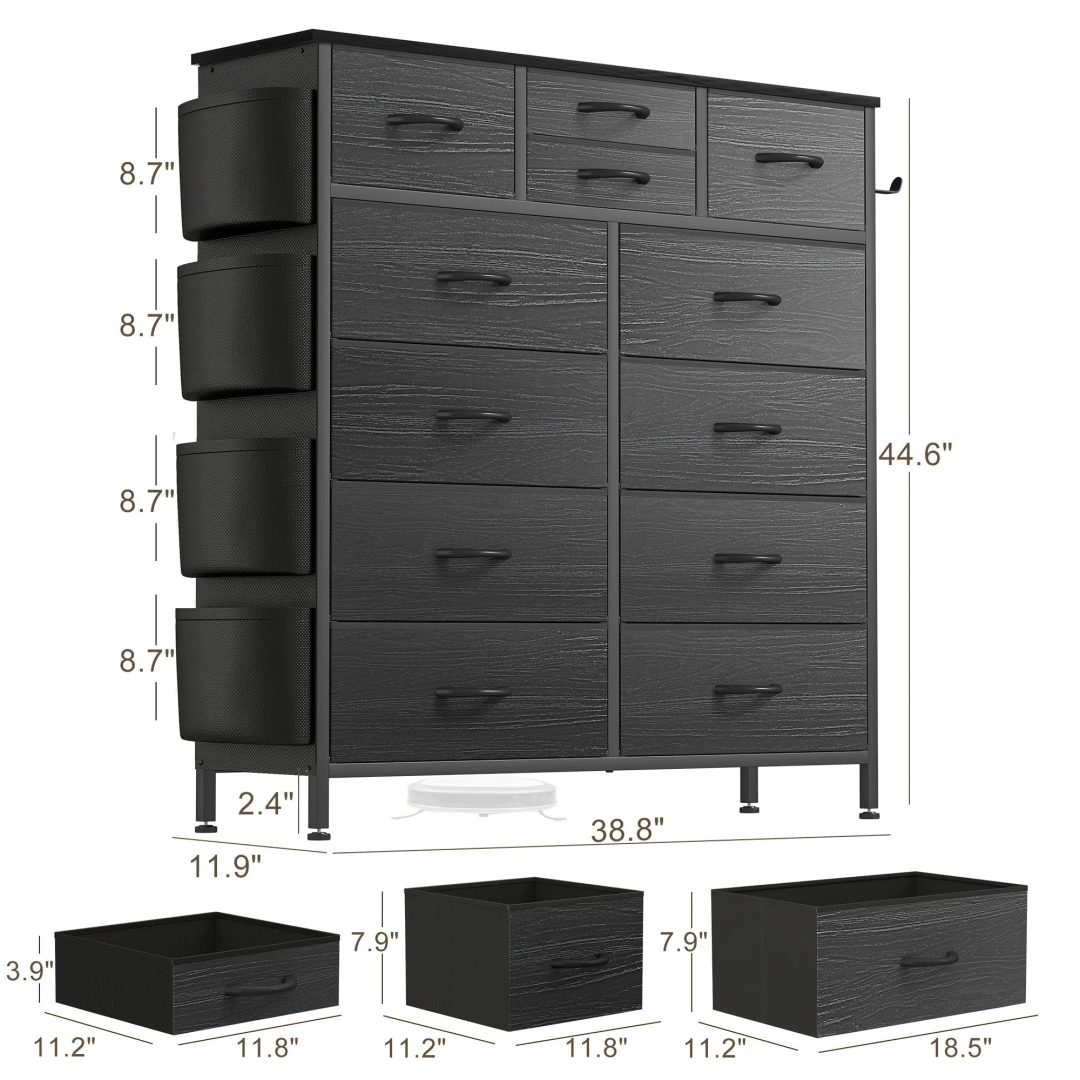 ZenVora 12 Drawer Fabric Dresser, Tall Bedroom Chest of Drawers with Storage