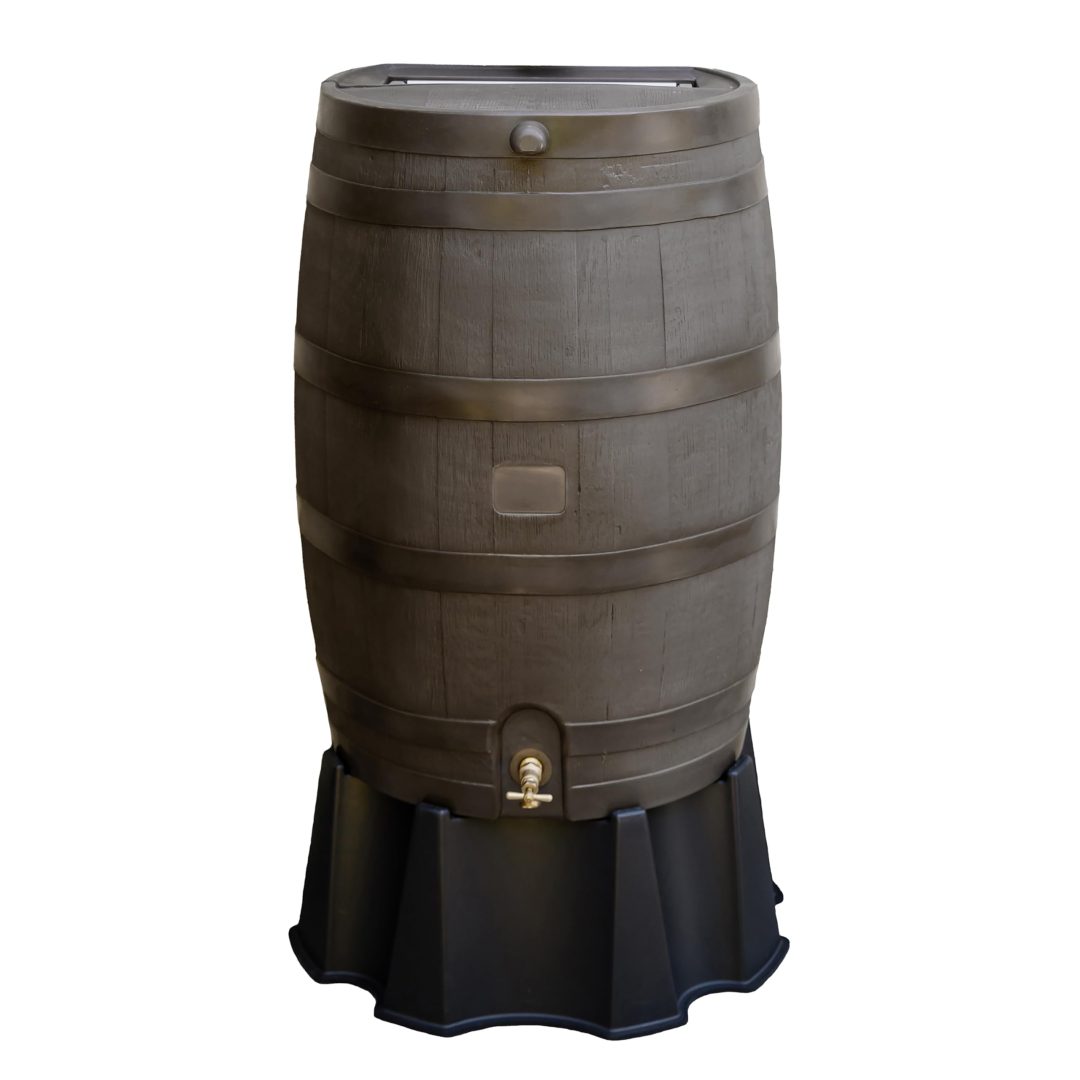 ZenVora 50 Gallon Rain Barrel with Brass Spigot, Large Outdoor Rainwater Collection and Storage Container for Garden