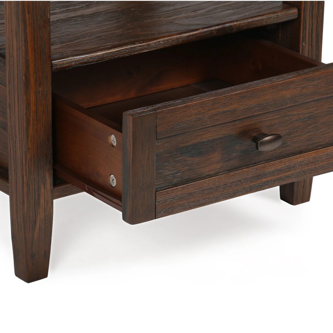 ZenVora 20 Inch Wide Solid Wood Rectangle End Table, Transitional Side Table