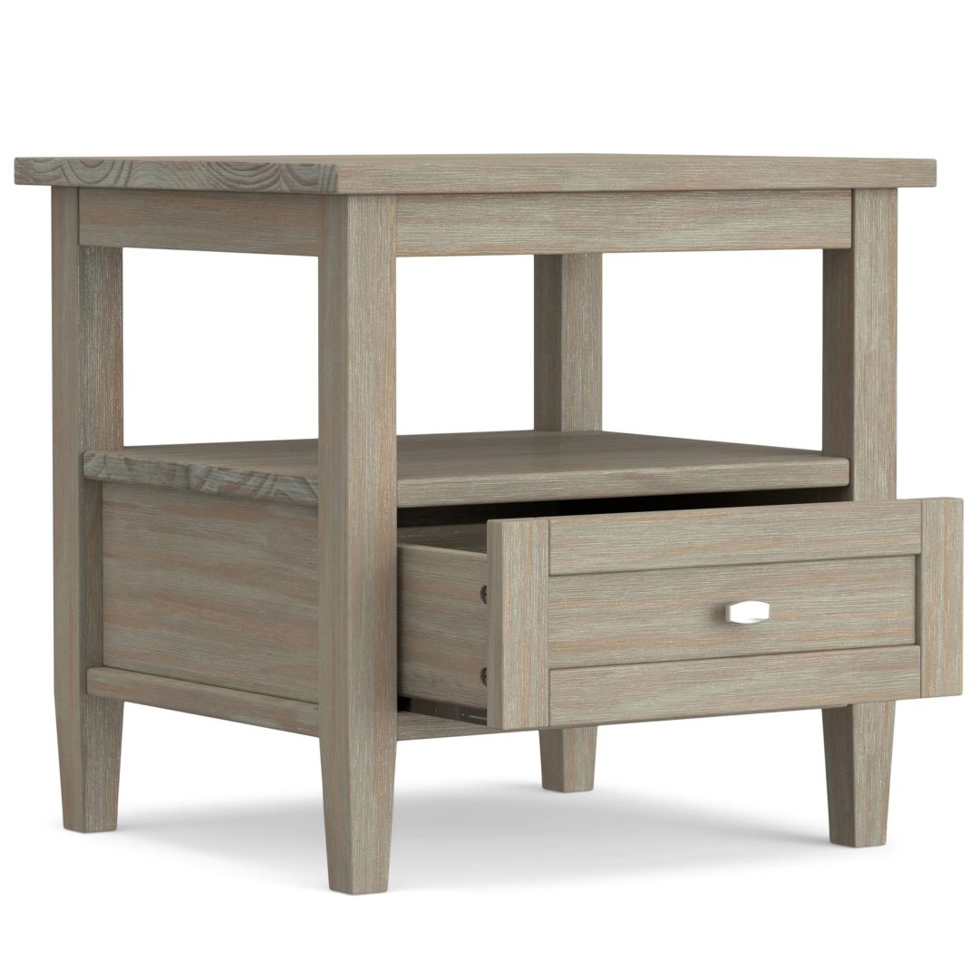 ZenVora 20 Inch Wide Solid Wood Rectangle End Table, Transitional Side Table
