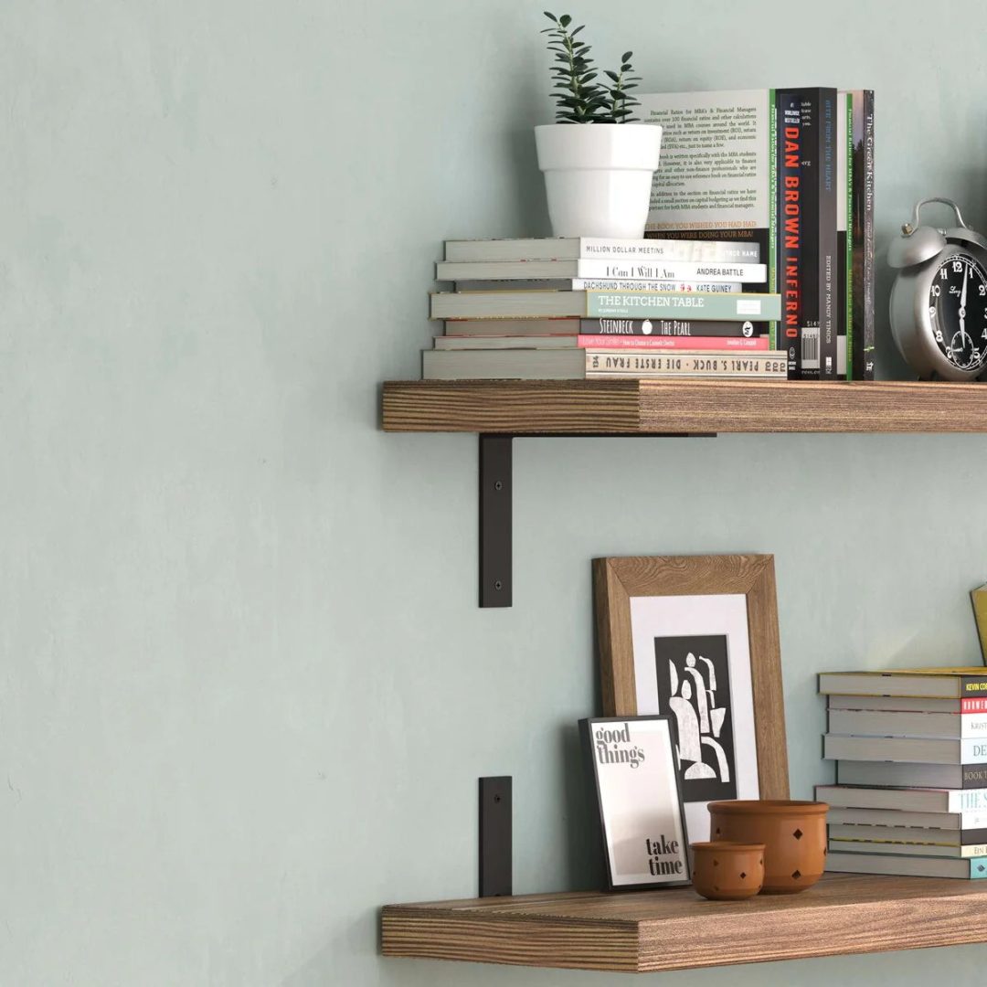 ZenVora 60 Inch Rustic Floating Wall Shelves, 2 Piece Burnt Wood Display and Storage Shelves