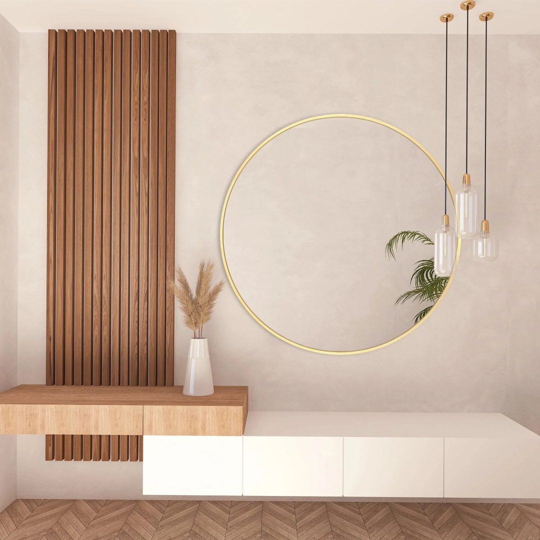 ZenVora Modern Round Bathroom Vanity Mirror, Wall Mounted Circular Mirror for Bathroom, Bedroom and Home Decor