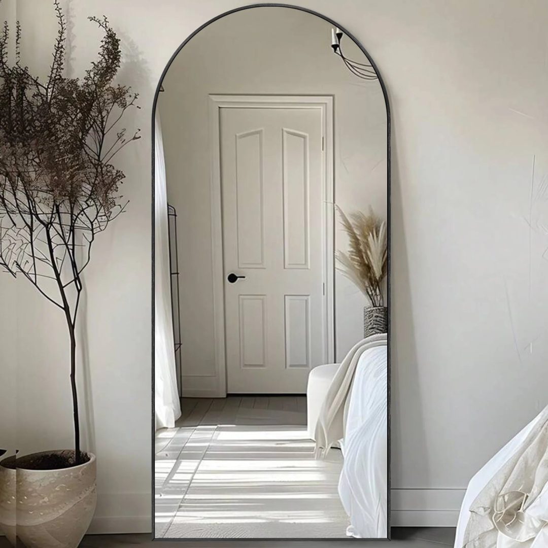 ZenVora Modern Arched Full Length Floor Mirror, Aluminum Alloy Frame Standing Full Body Mirror