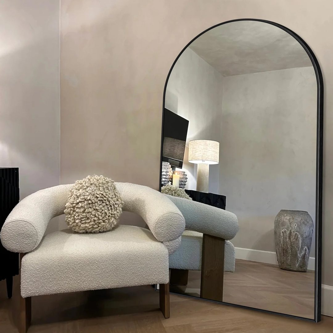 ZenVora Modern Arched Full Length Floor Mirror, Aluminum Alloy Frame Standing Full Body Mirror