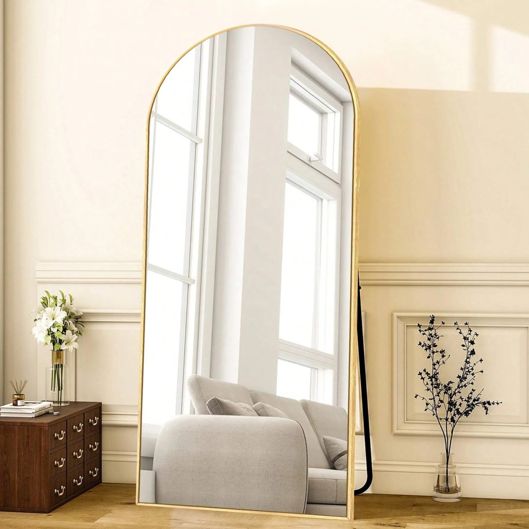 ZenVora Modern Arched Full Length Floor Mirror, Aluminum Alloy Frame Standing Full Body Mirror