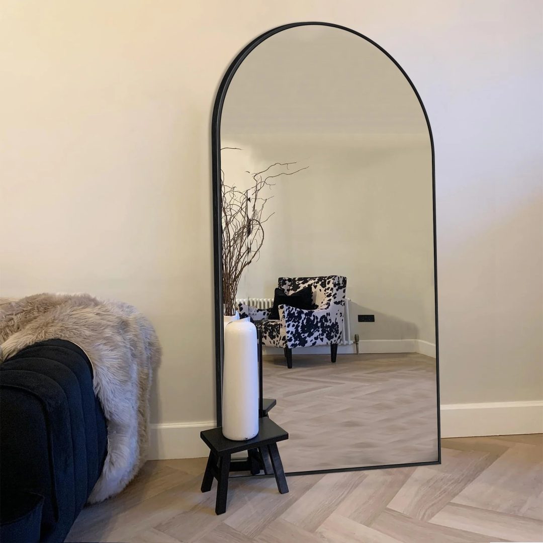 ZenVora Modern Arched Full Length Floor Mirror, Aluminum Alloy Frame Standing Full Body Mirror