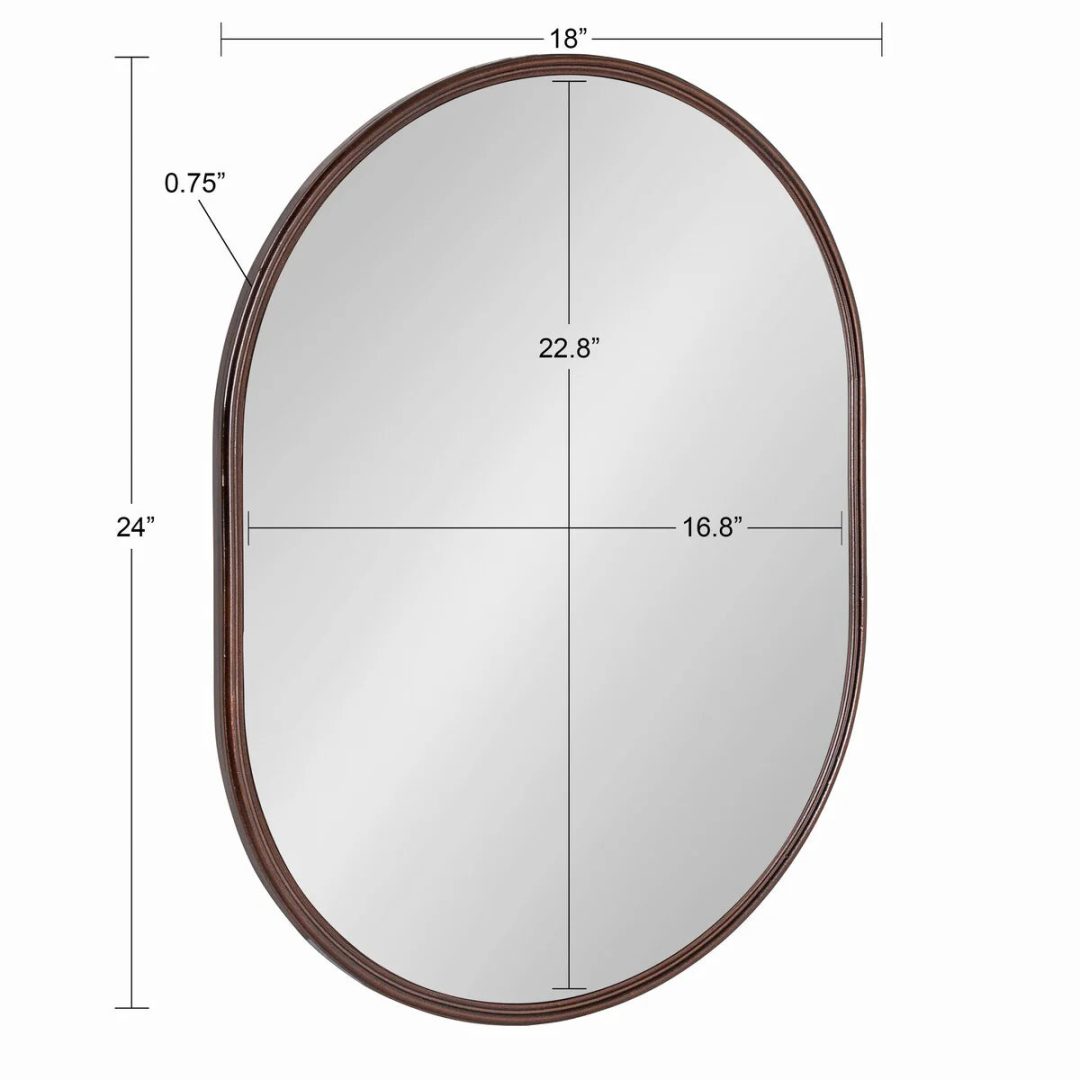 Modern Capsule Framed Wall Mirror, Decorative Oval Accent Mirror for Living Room, Bedroom and Entryway